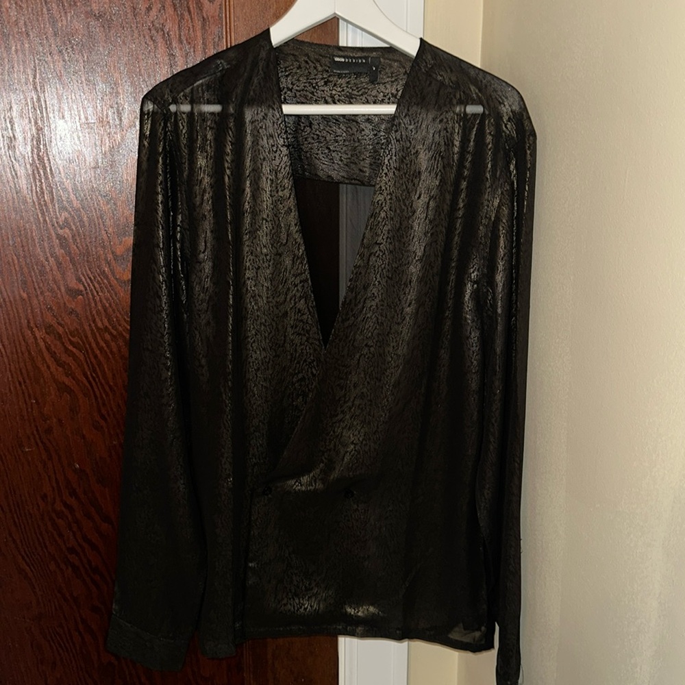 ASOS Black with Gold Tiger Print Lacey Shirt